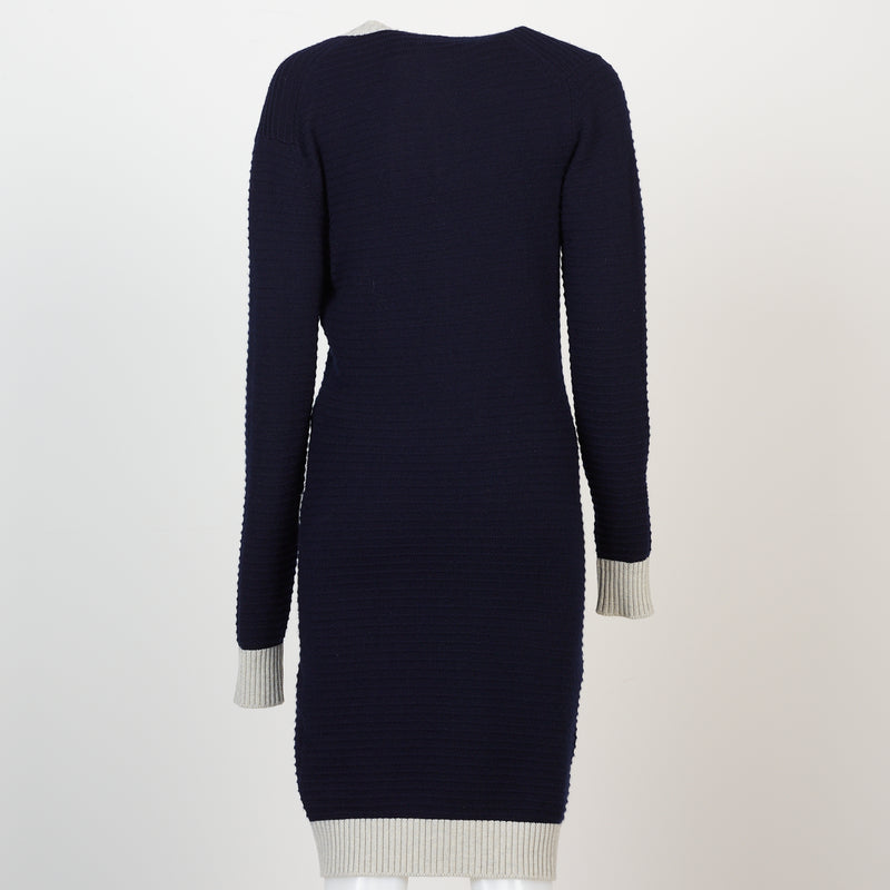 2008 Paris-London Collection Cashmere Cardigan in Navy/Greige (Fr36)