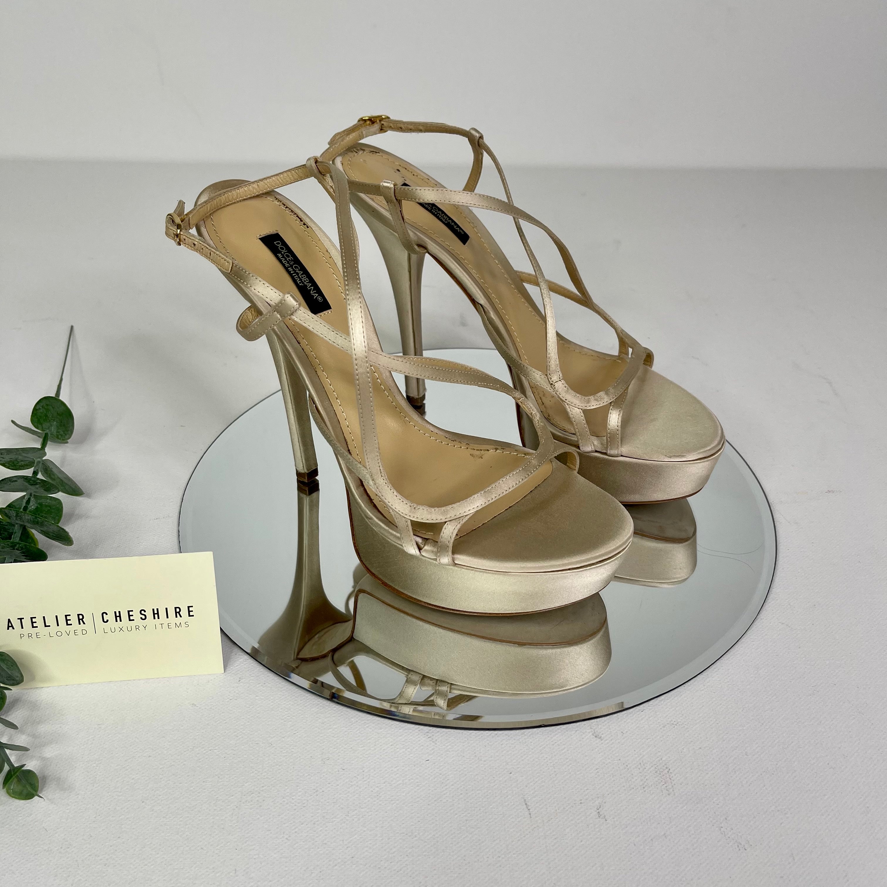 Dolce & Gabbana Satin Sandals in Pale Gold (Size 39) – Atelier Cheshire
