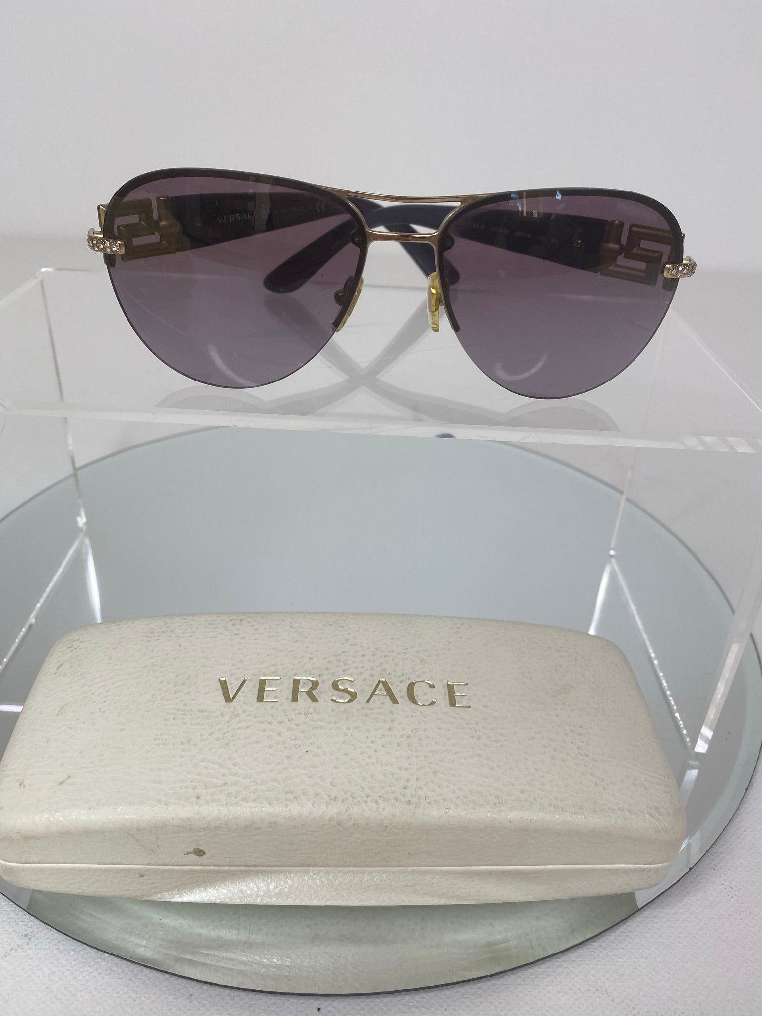 Versace Aviator Sunglasses with Diamante Detail in Purple – Atelier ...