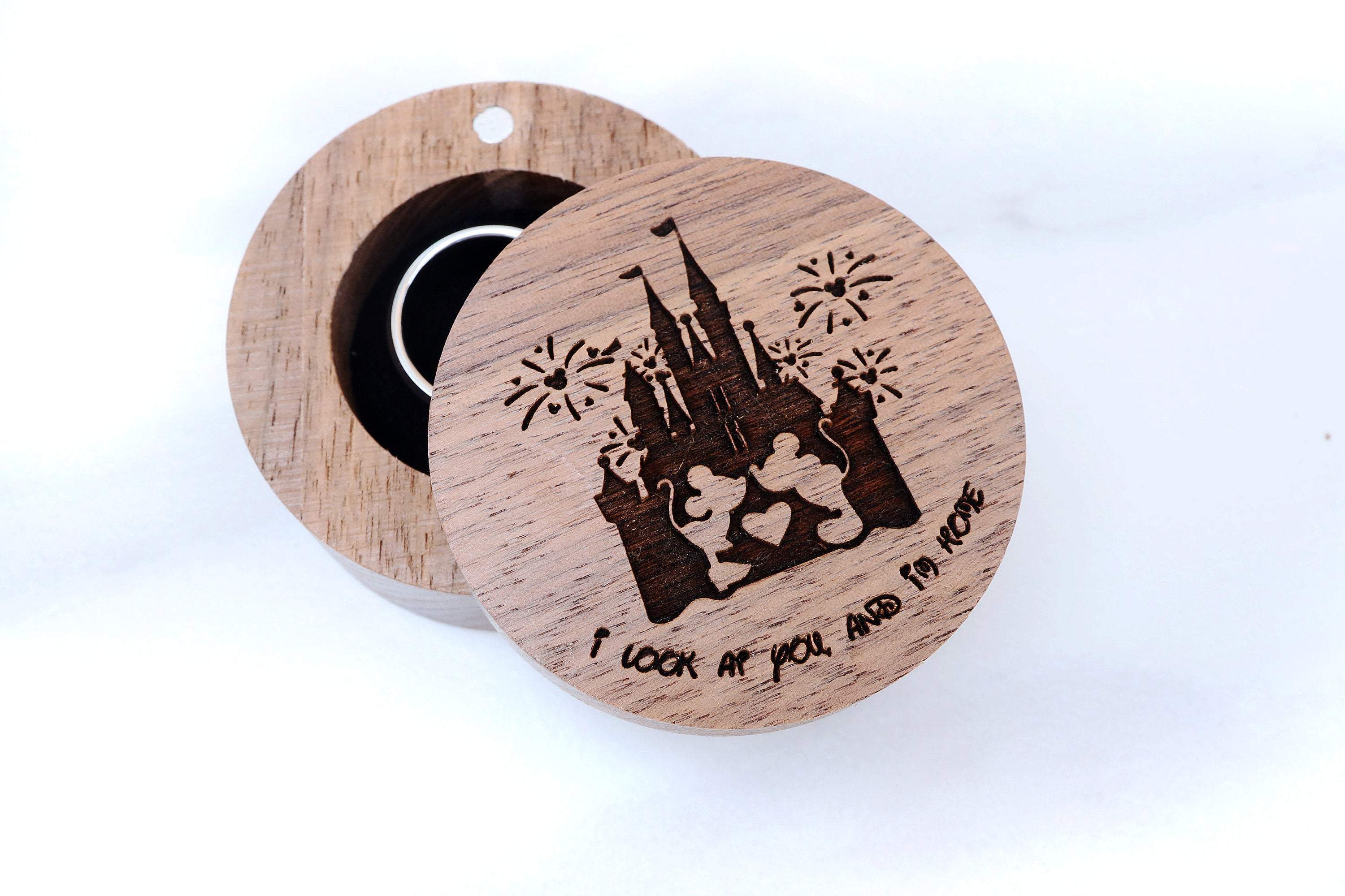 Carl and Ellie Wood Wedding Ring Box, UP Movie Ring Box, Our Adventure