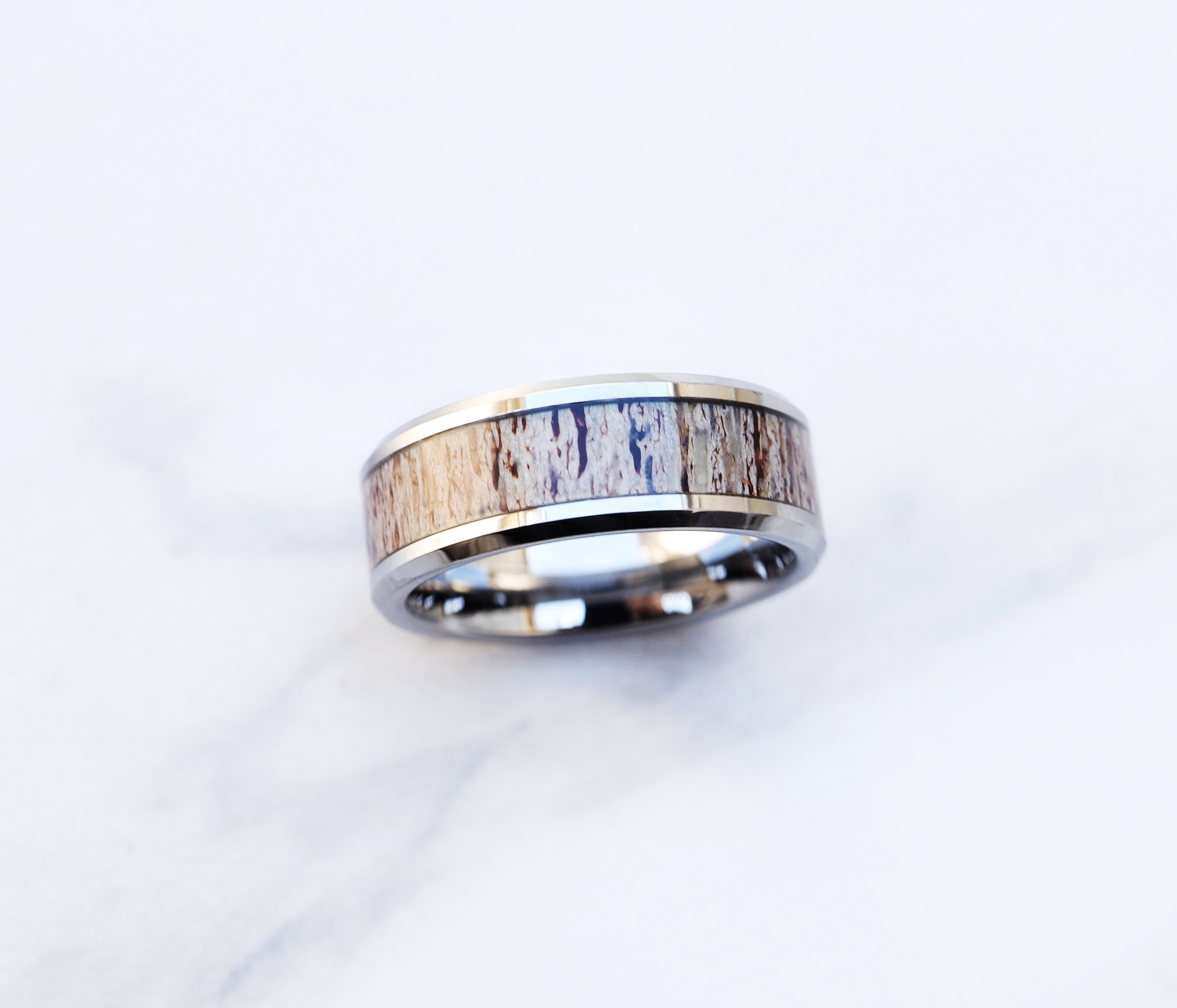 deer antler wedding rings for him