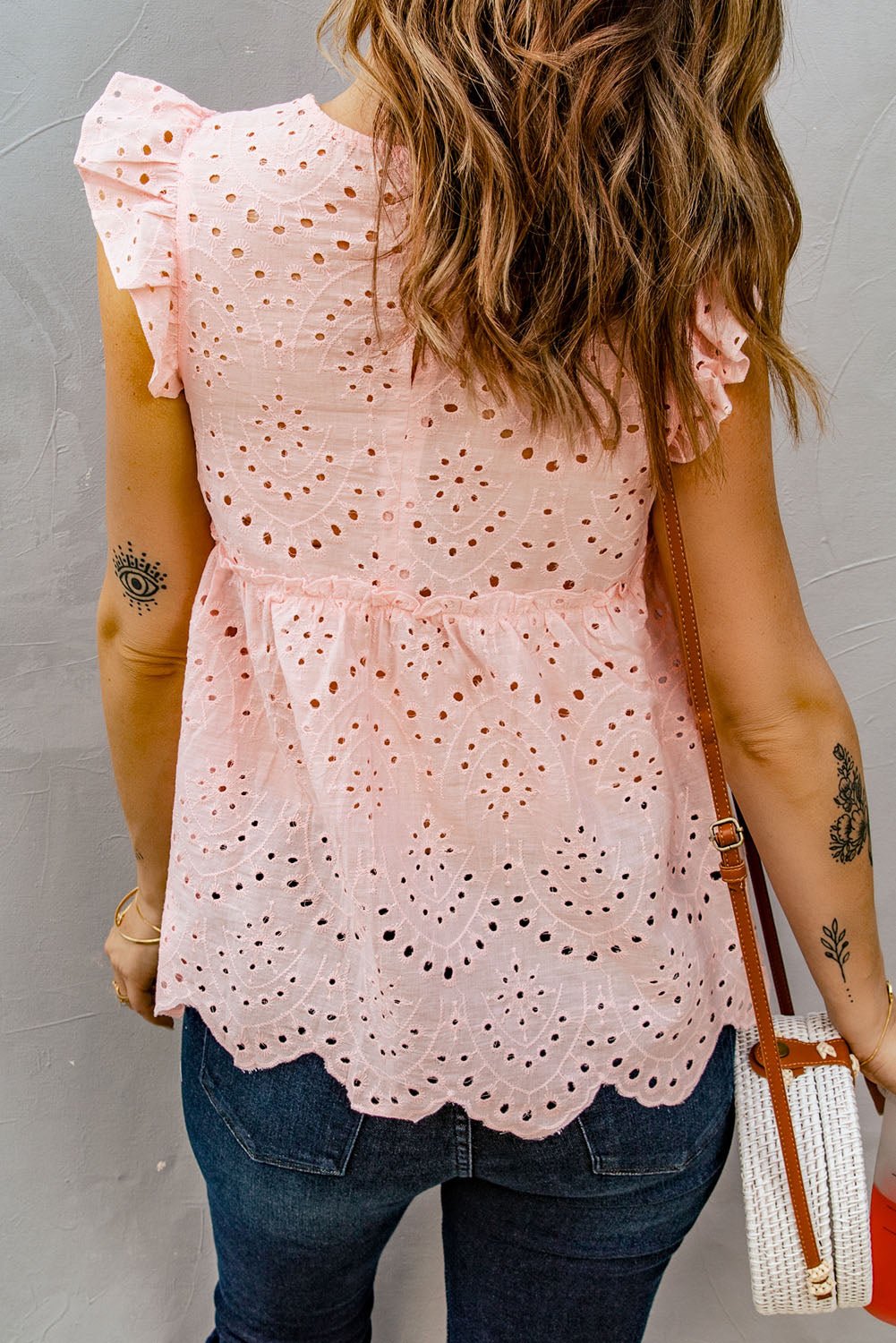 scalloped lace tank top