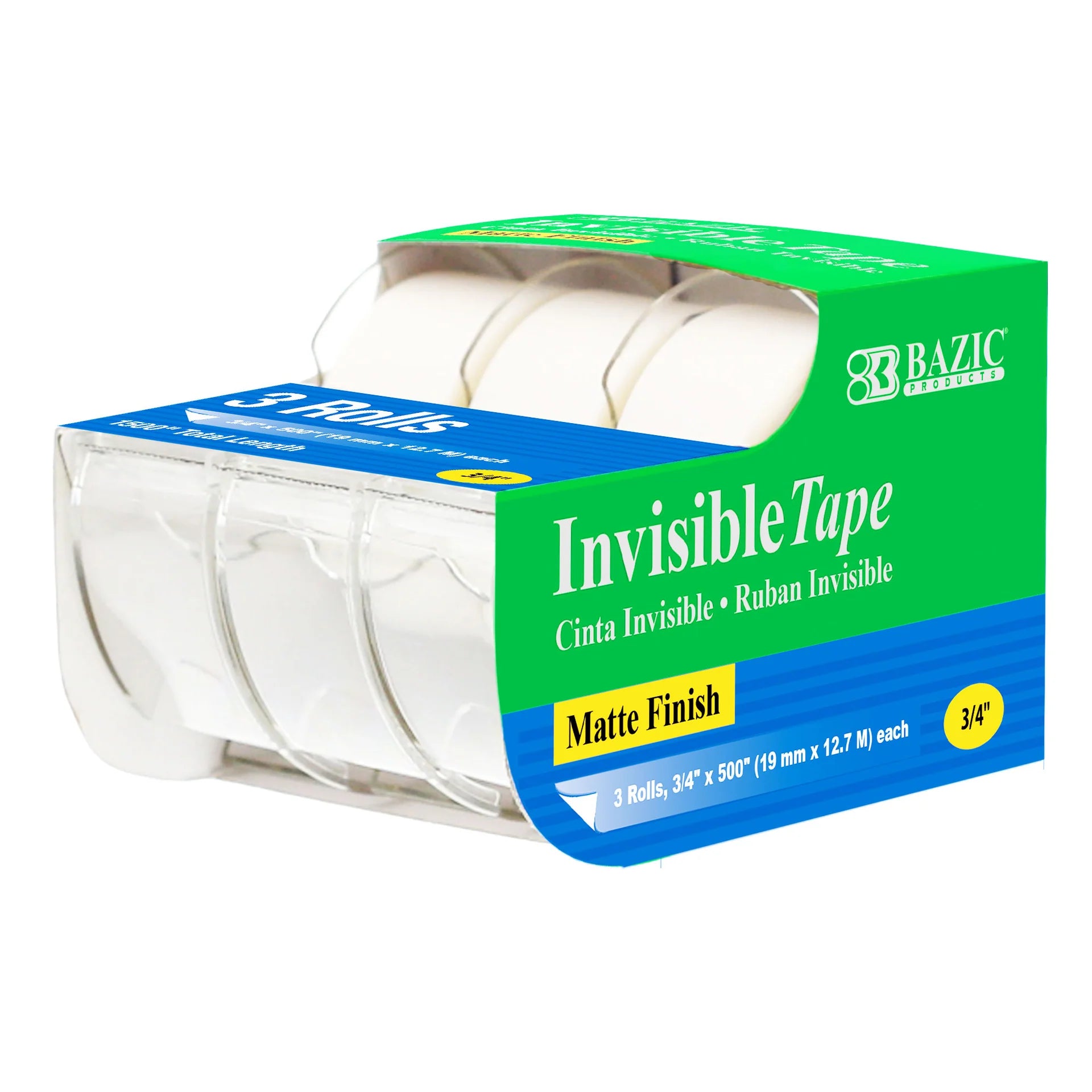 BAZIC 3/4" X 500" Invisible Tape (3/Pack), pack of 24