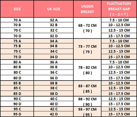 Size Chart of Cross Chest Strappy Push-Up Lingerie Set