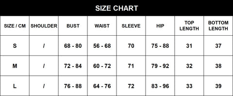 Size Chart of Kaylee Mini Dress