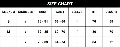 Size Chart of Lyla Mini Dress