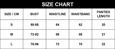 Size Chart of Olivia Lingerie Set - Black