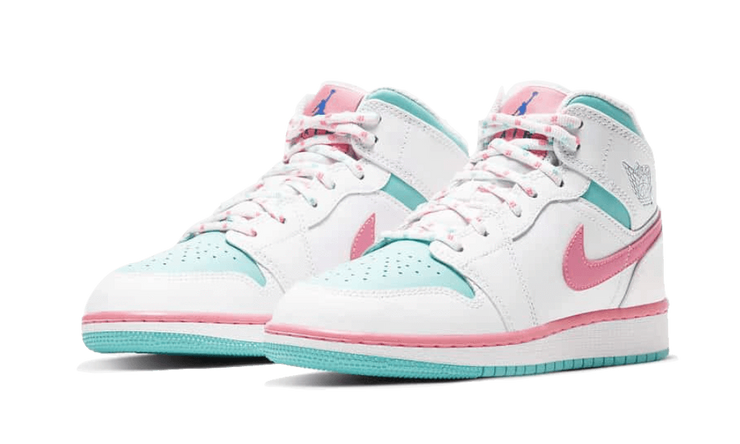 jordan 1 mid white pink green soar