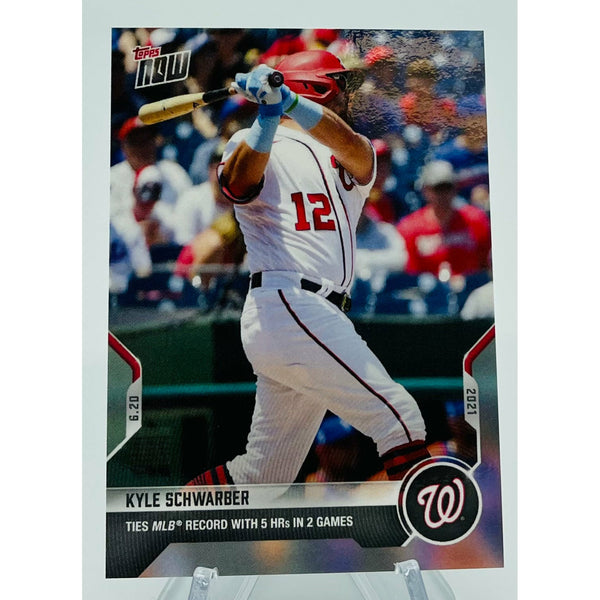 Kyle Schwarber Hits 5 HR's in 2 Games - 2021 MLB TOPPS NOW Card 390 - PR: 498