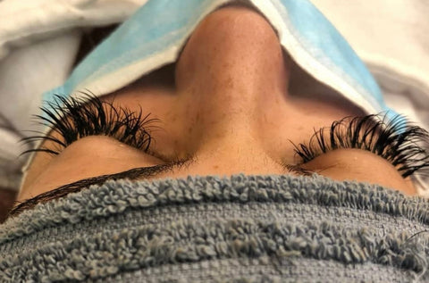 glued eyelash extensions