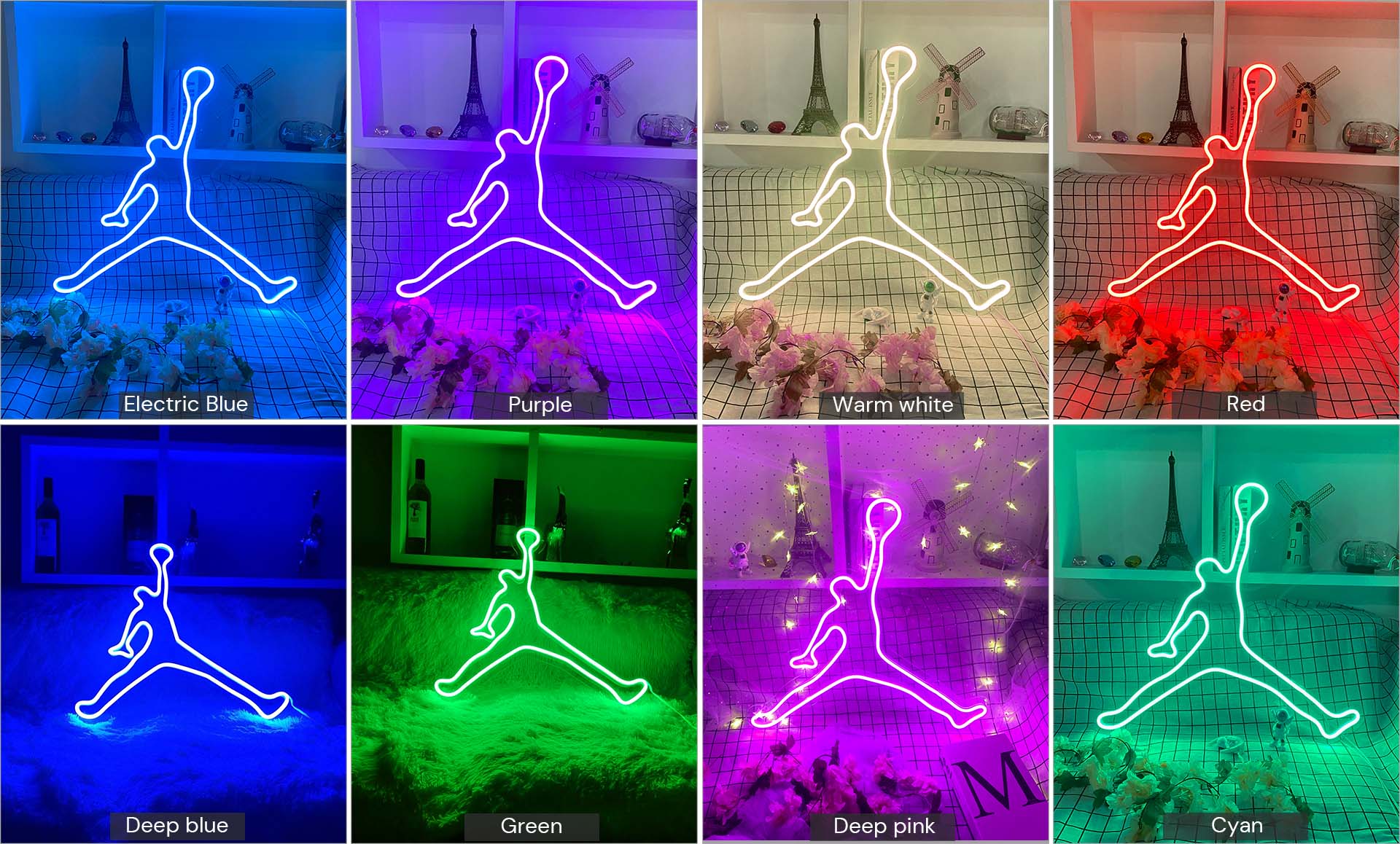 Jordan model basketball dunk neon sign