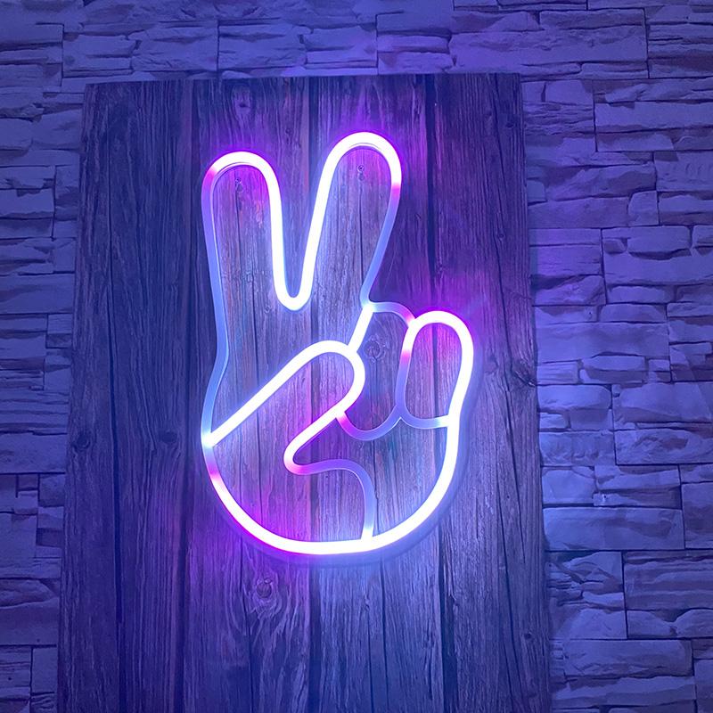 Peace Hand Neon Sign|led neon signs|personalized neon light signs UK ...