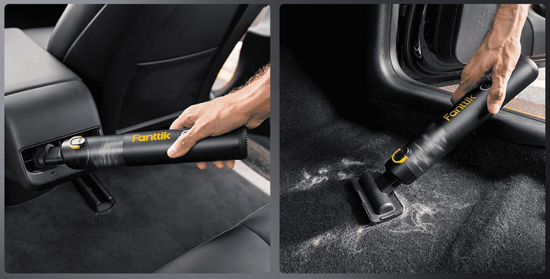 Fanttik V8 Mate Car Vacuum using in a car