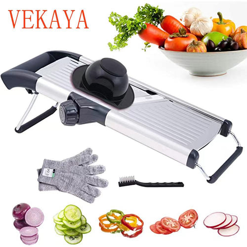 VEKAYA Mandoline Slicer for Kitchen, Adjustable Mandoline Slicer,  Mandolin,Potato slicer, Vegetable Slicer, Mandoline French Fry Cutter,  Stainless