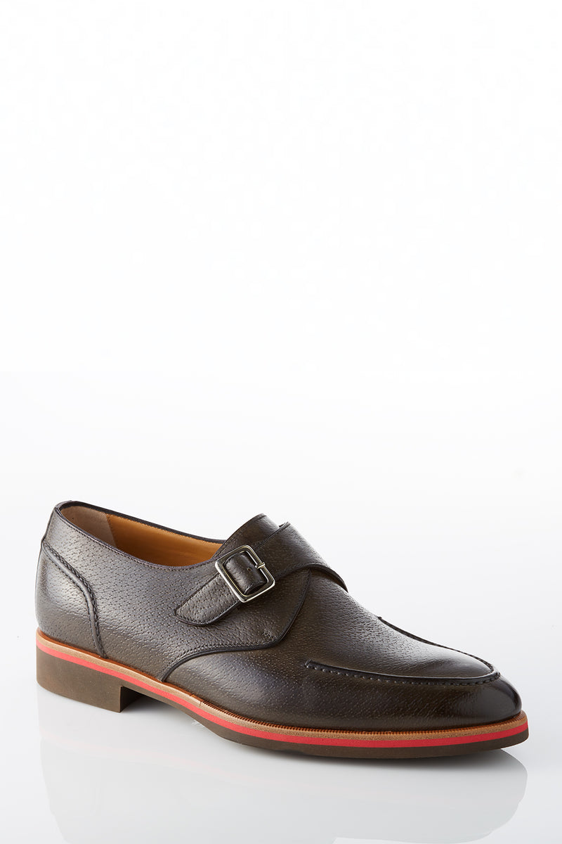 David August Leather Buckle Monk-strap Shoes in Graphite Grey – David August, Inc.