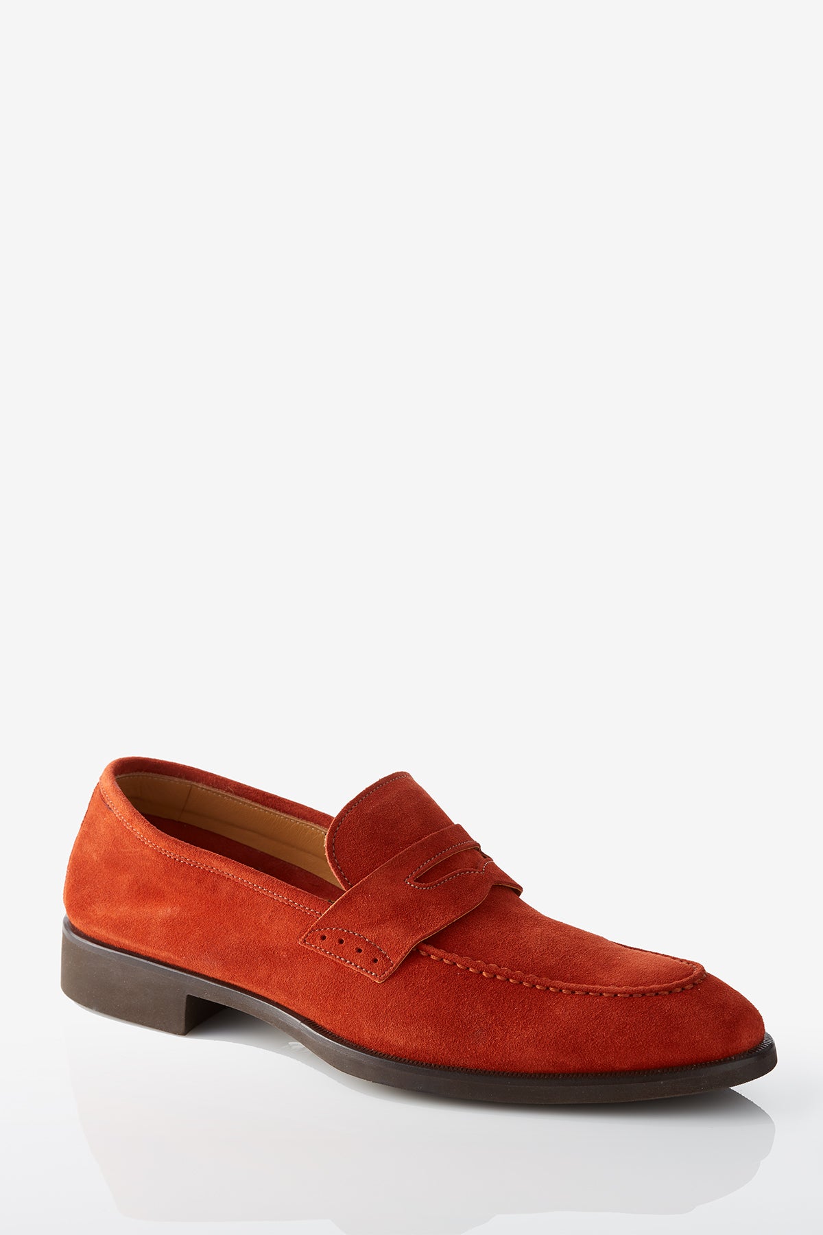 orange suede loafers