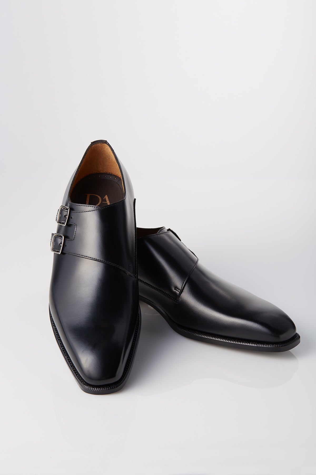 black double monk strap