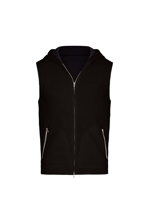 Reversible Nylon and Cotton Zip Vest in Charcoal – David August, Inc.