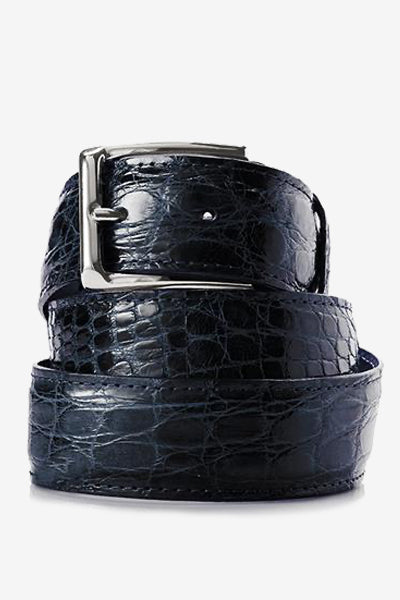 Double side Blue/BLACK Genuine Crocodile Leather Skin Men's Belt With LV  Buckle