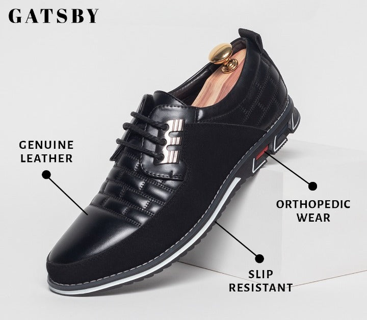 Gatsby black dress shoes details