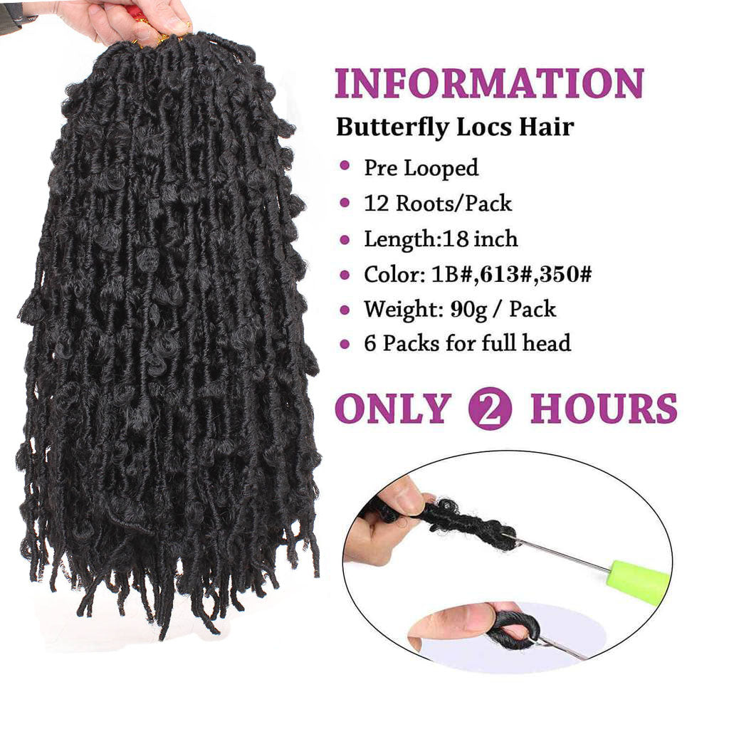 18Inch Butterfly Locs Crochet Hair Pre-Looped Butterfly Soft Faux Locs –  Unionbeauty