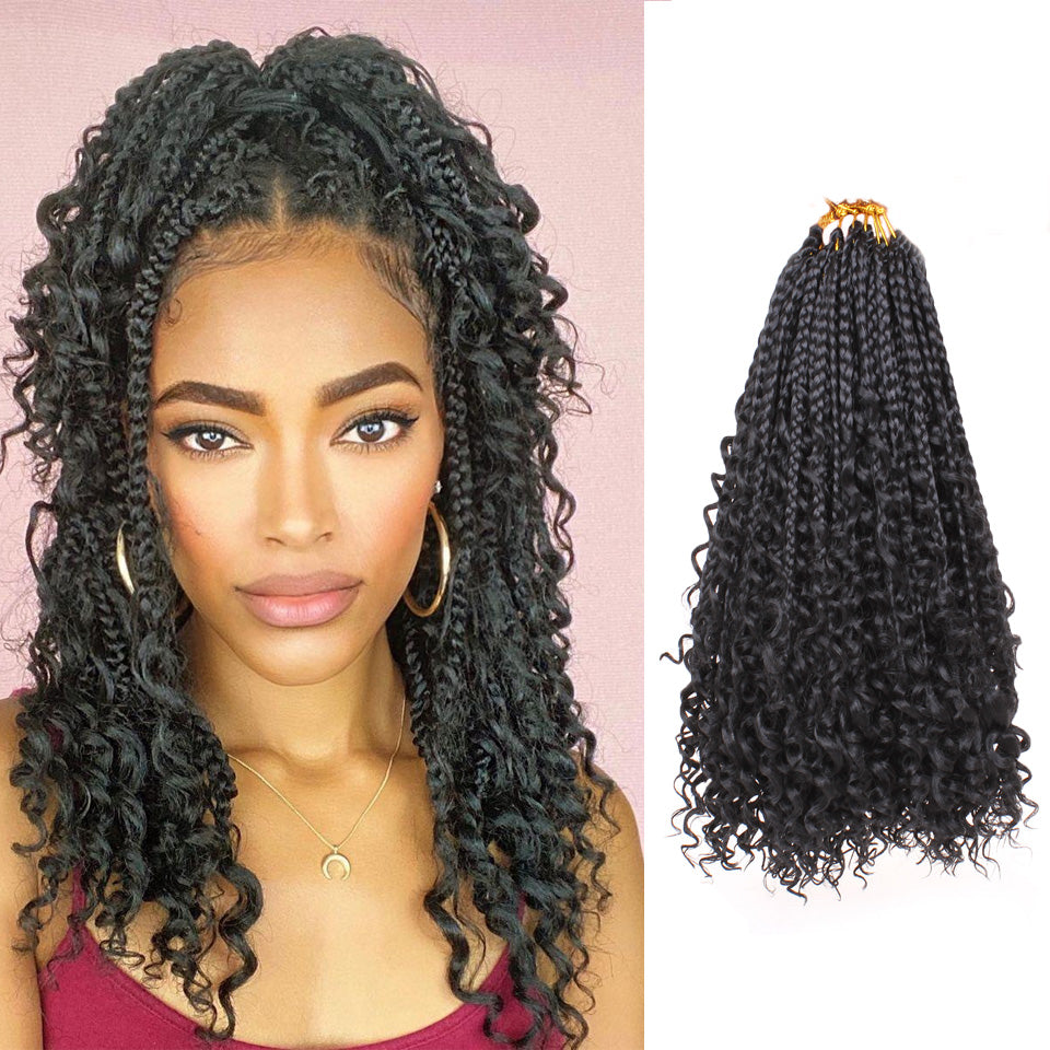 14inch Boho Box Braids Crochet Hair Curly Ends Bohemian Goddess Box Br