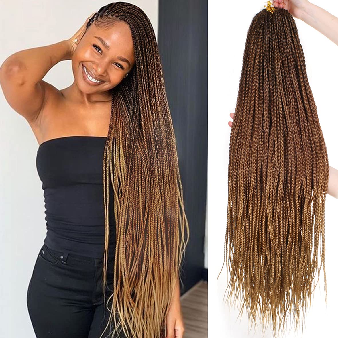 medium box braids ombre