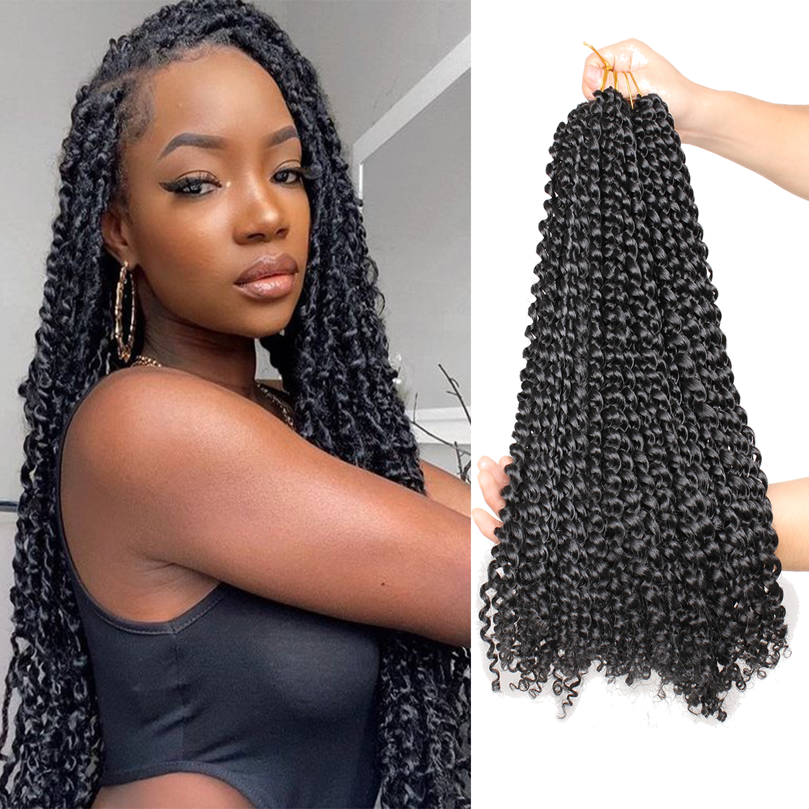 18Inch Passion Twist Crochet Hair Synthetic Braiding Hair Water Wave C