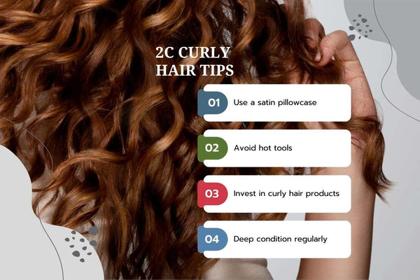 Image of brown curly hair listing some Curly Hair Tips by the Curly Life Company