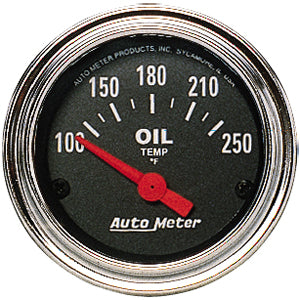 Autometer Traditional Chrome Short Sweep Electric Oil Temperature gauge 2 1/16" (52.4mm)