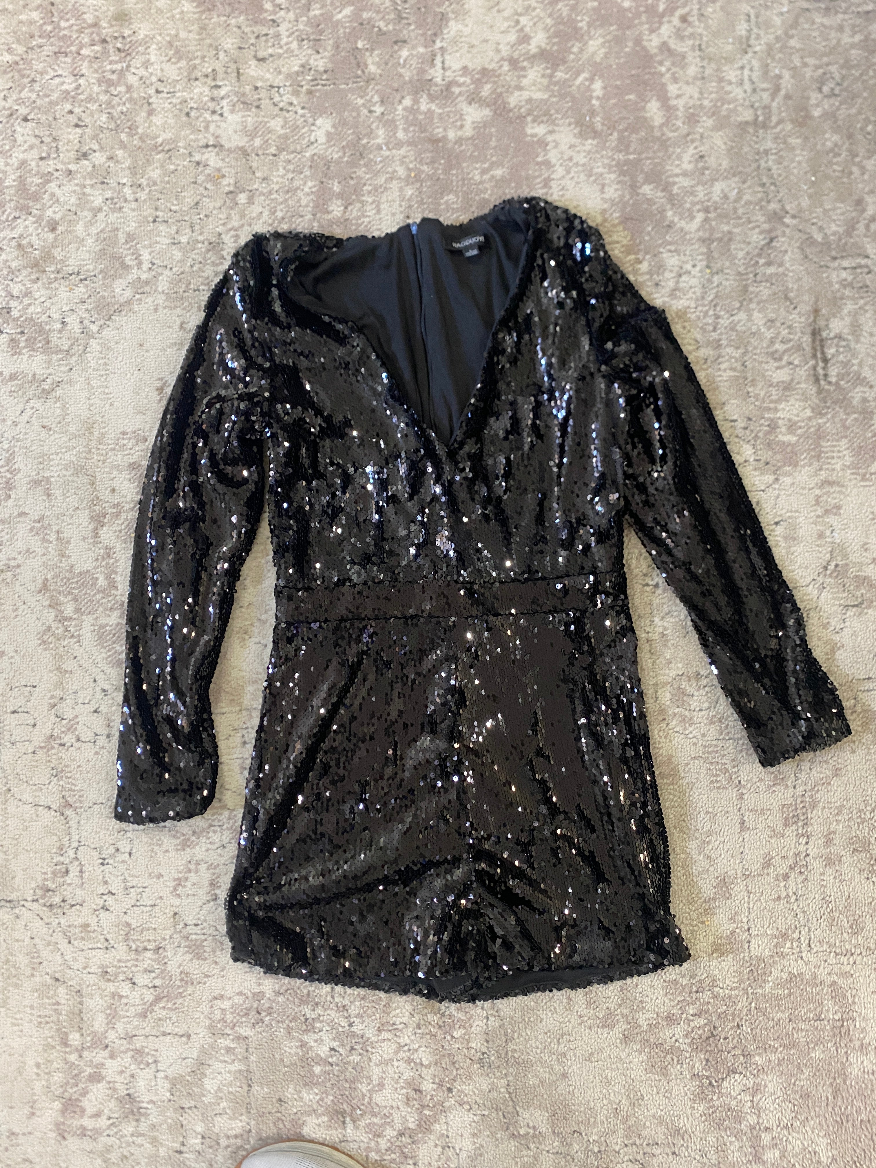 Womens Black Sequin Haoduoyi Romper Large