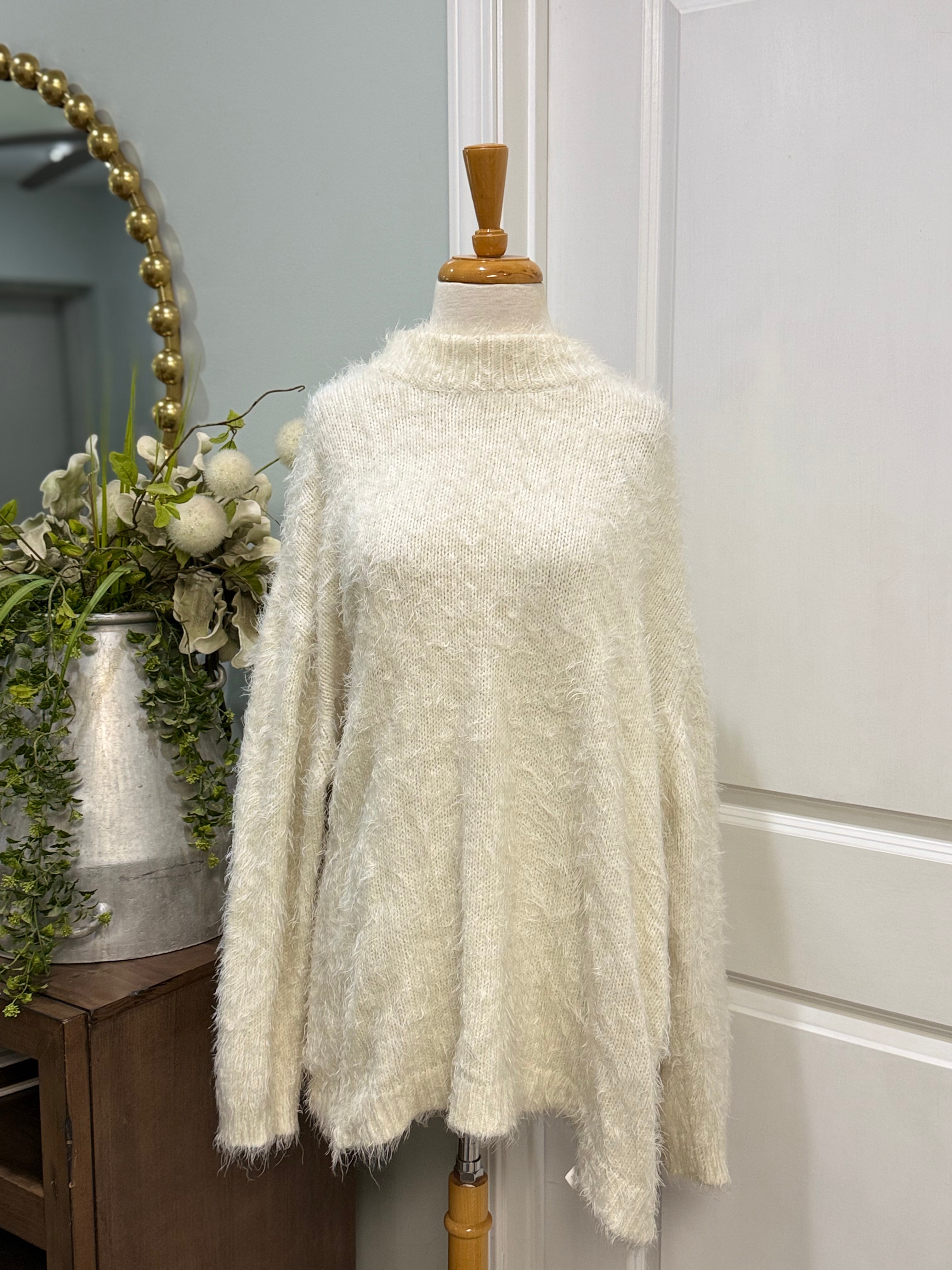 Womens Denim Fuzzy Sweater Size 1X