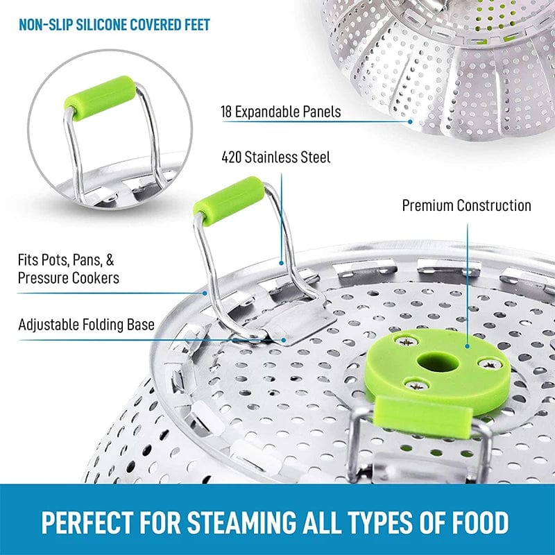 SearchFindOrder 9 Inch Stainless Steel Folding Food Steamer