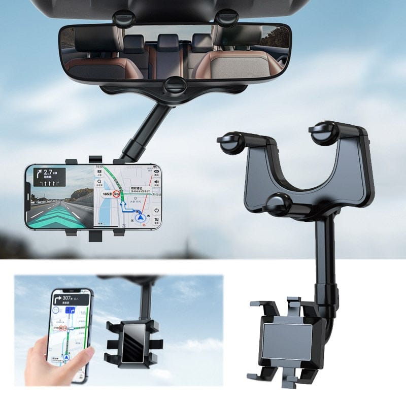 Rotatable Adjustable Telescopic Rearview Mirror Phone & GPS Mount ...