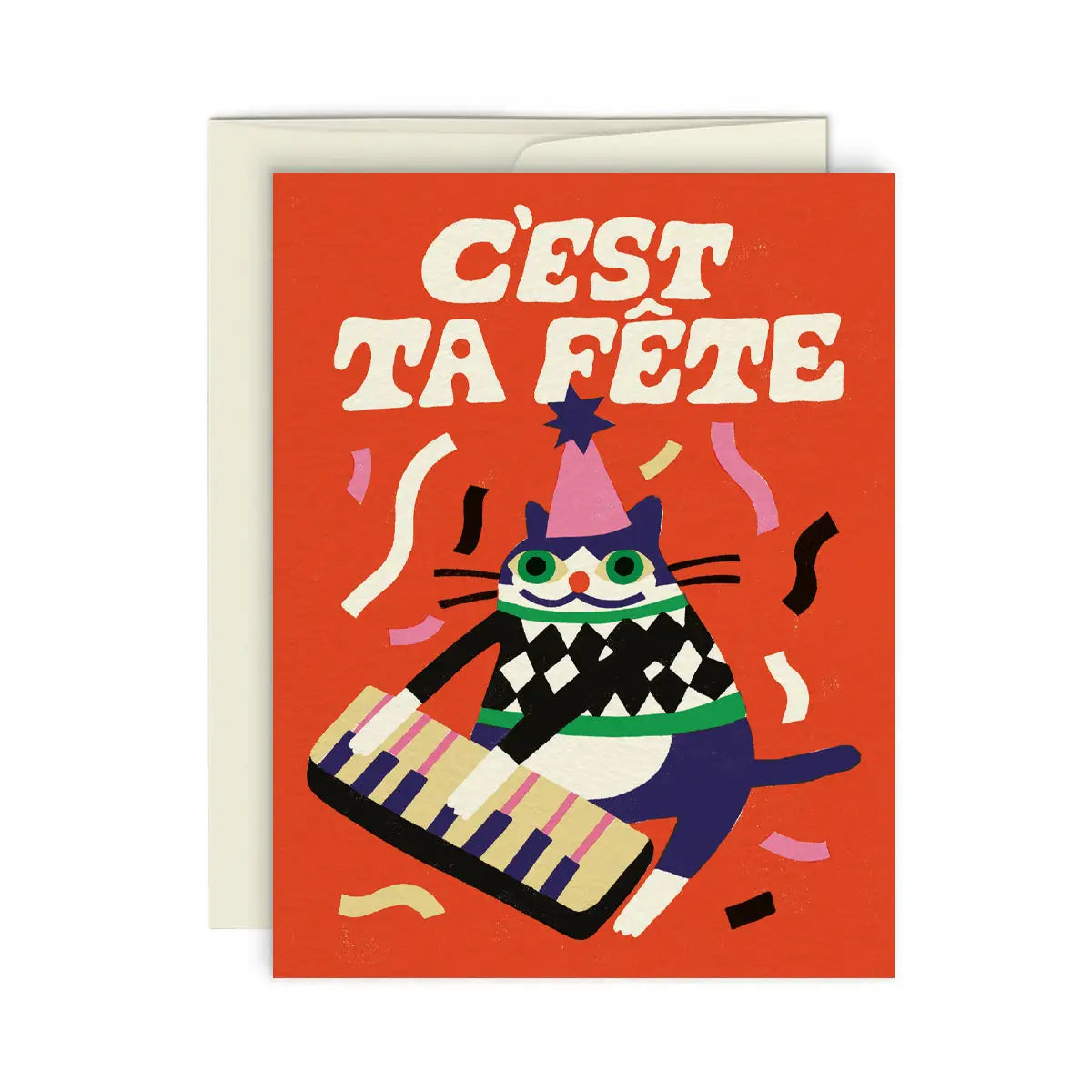 Chat Festif Greeting Card