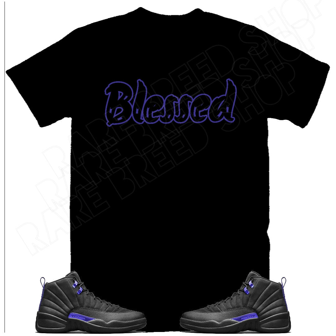 jordan 12 black dark concord shirt