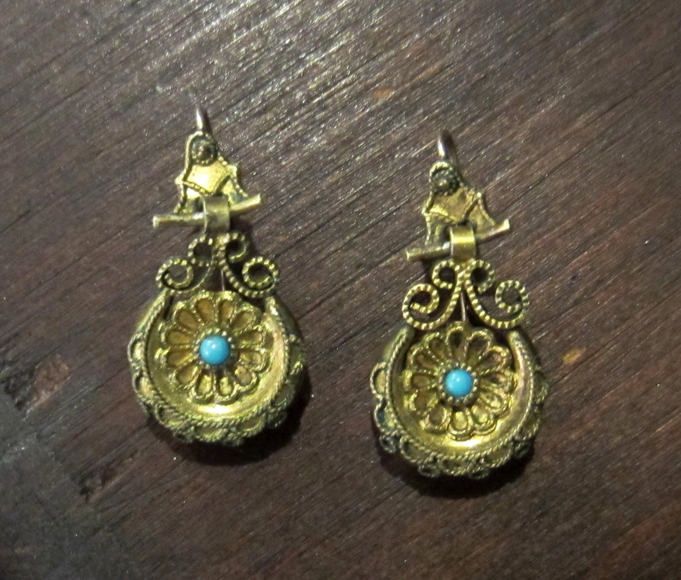 Victorian Turquoise Drop Earrings Gold-filled c. 1880 | Bavier Brook ...