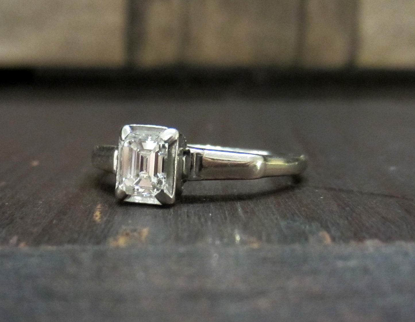 SOLD--Art Deco Emerald Cut Diamond .46ct Engagement Ring 14k c. 1930 ...