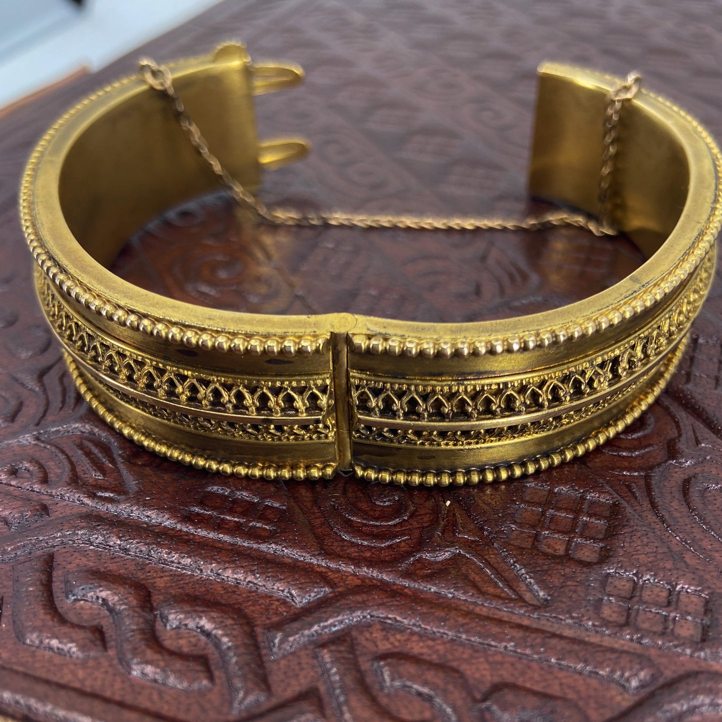 SOLD- Victorian Etruscan Revival Hinged Bangle Gold-fill c. 1880 ...