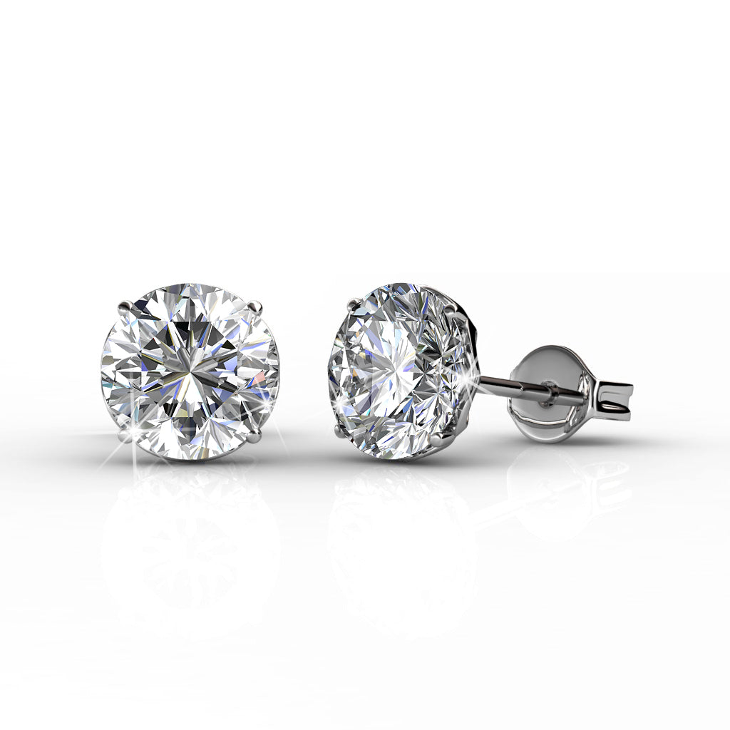 white gold stud earring set