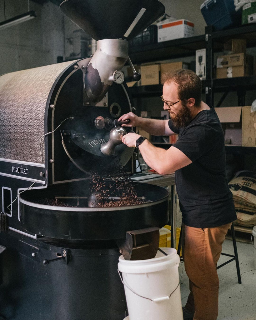 Steve Barrett roasting on a Probat L12 Roaster