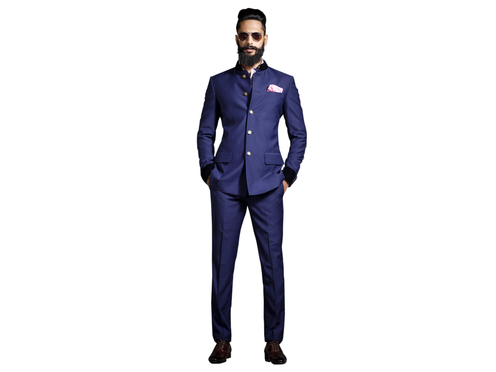 Bespoke Indian Maharaja Style Royal Teal Blue Jodhpuri Bandhgala Suit   SAINLY