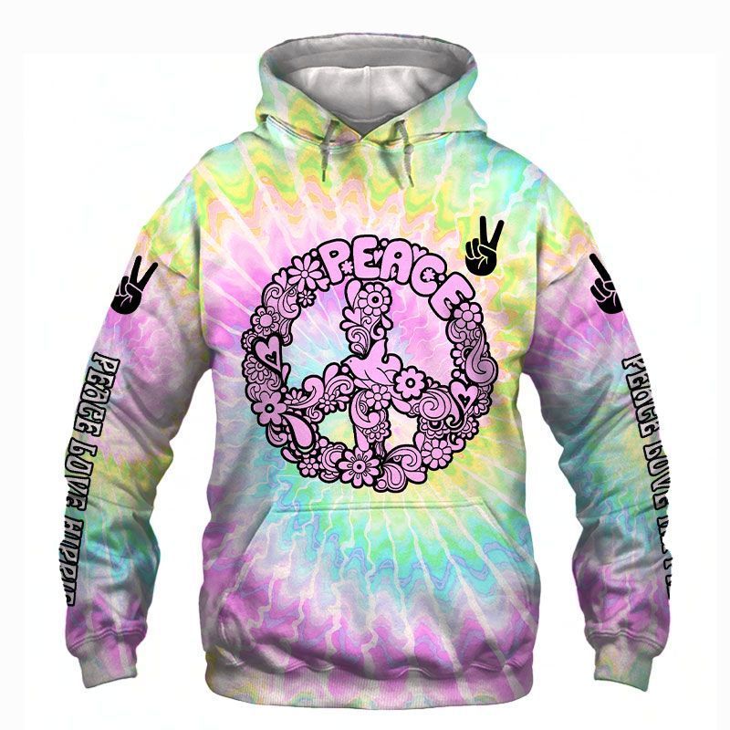 Unifinz Hippie Sweatshirt Peace Flower Wreath Peace Love Hippie Stay Trippy Little Hippie Tie Dye Sweatshirt Hoodie Adult Colorful Unisex 2022