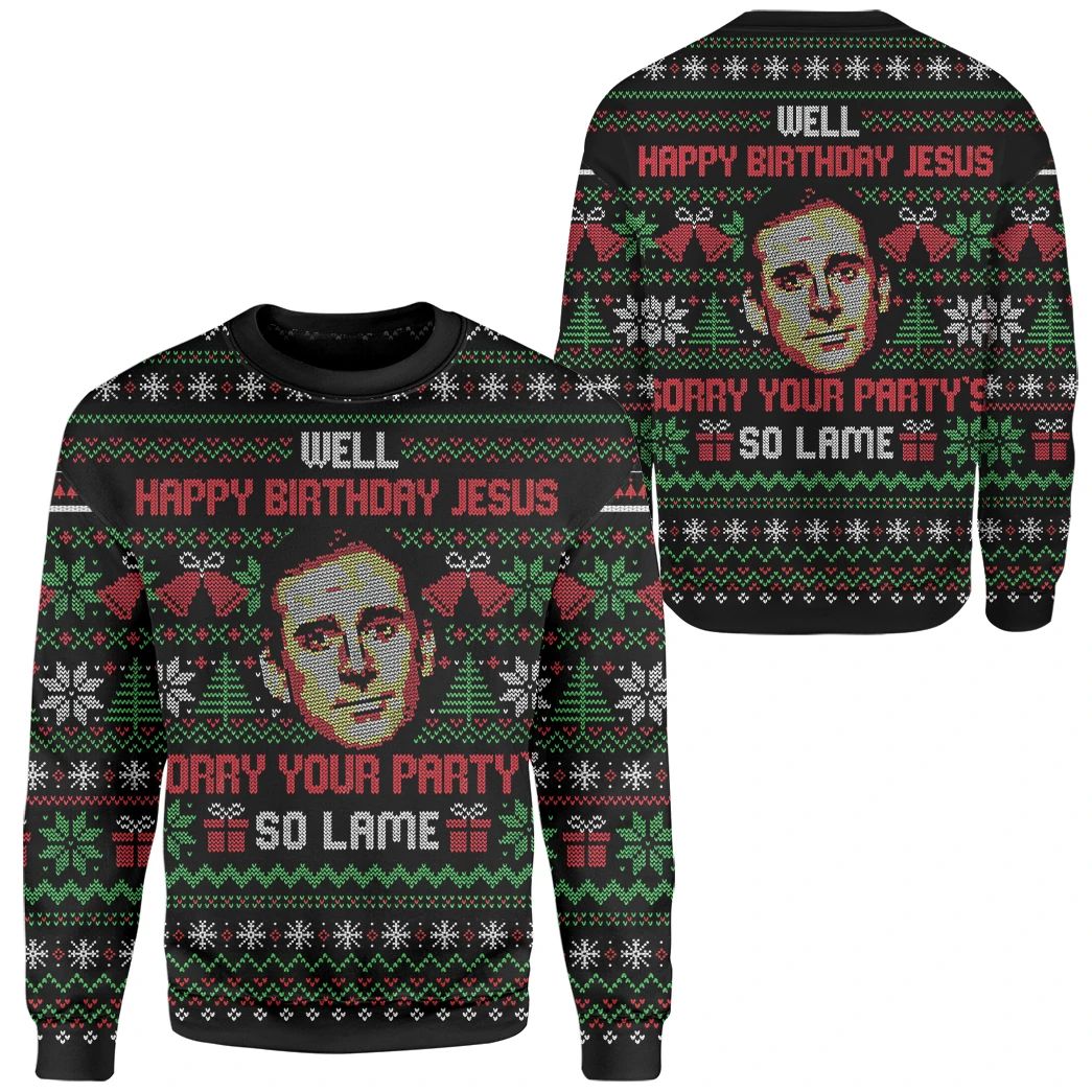 Unifinz The Office Christmas Sweater Michael Scott Well Happy Birthday Jesus Sorry Your Party's So Lame Ugly Sweater 2022