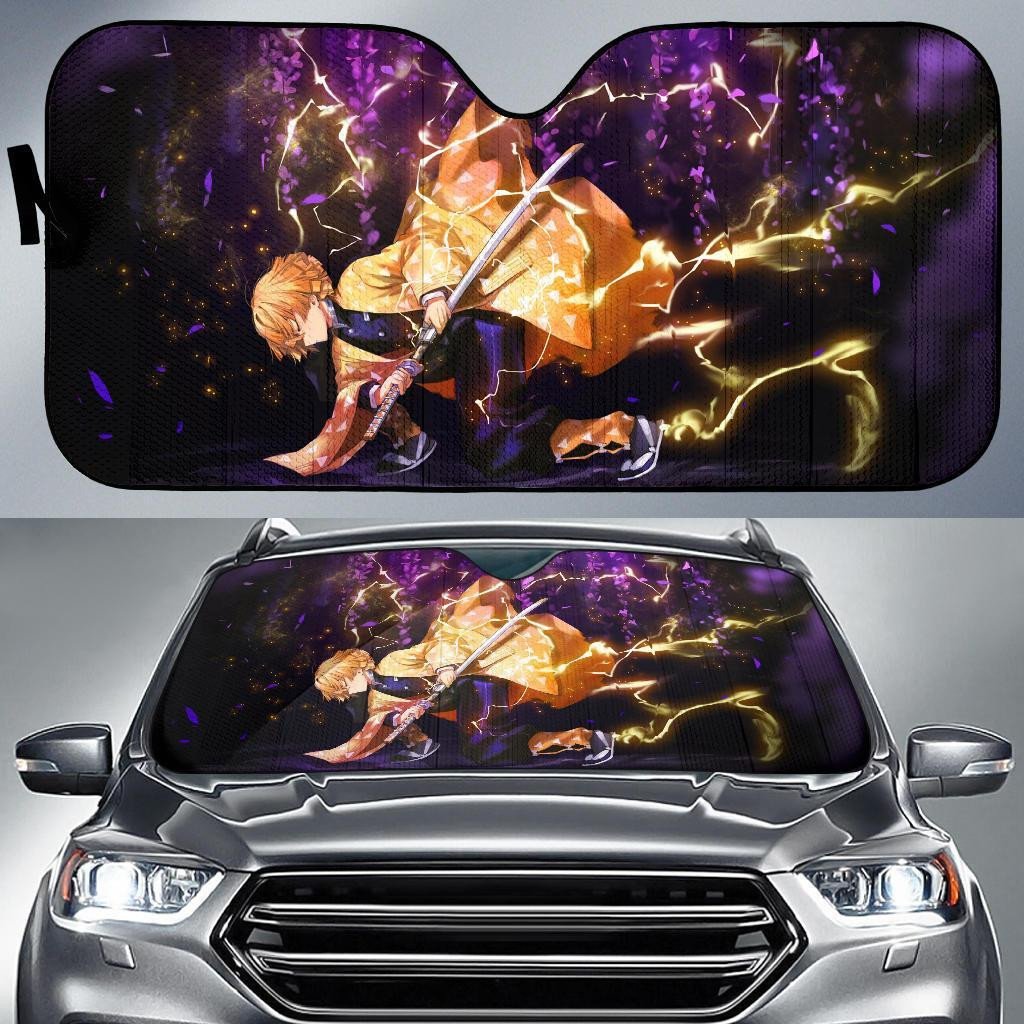 Unifinz Demon Slayer Windshield Shade Agatsuma Zenitsu Lightning Breat