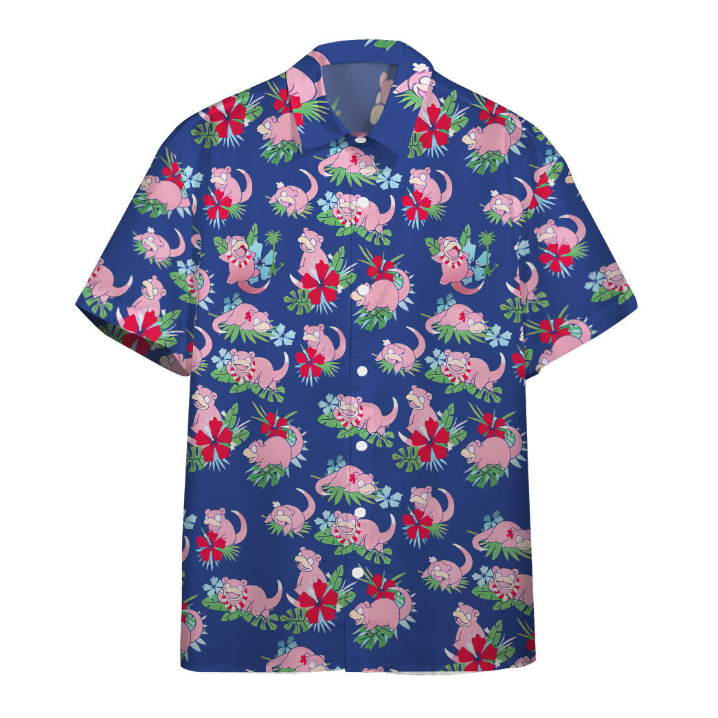 Unifinz Pokemon Hawaii Shirt Tropical Slowpoke Pink Blue Aloha 2022 Ha26670