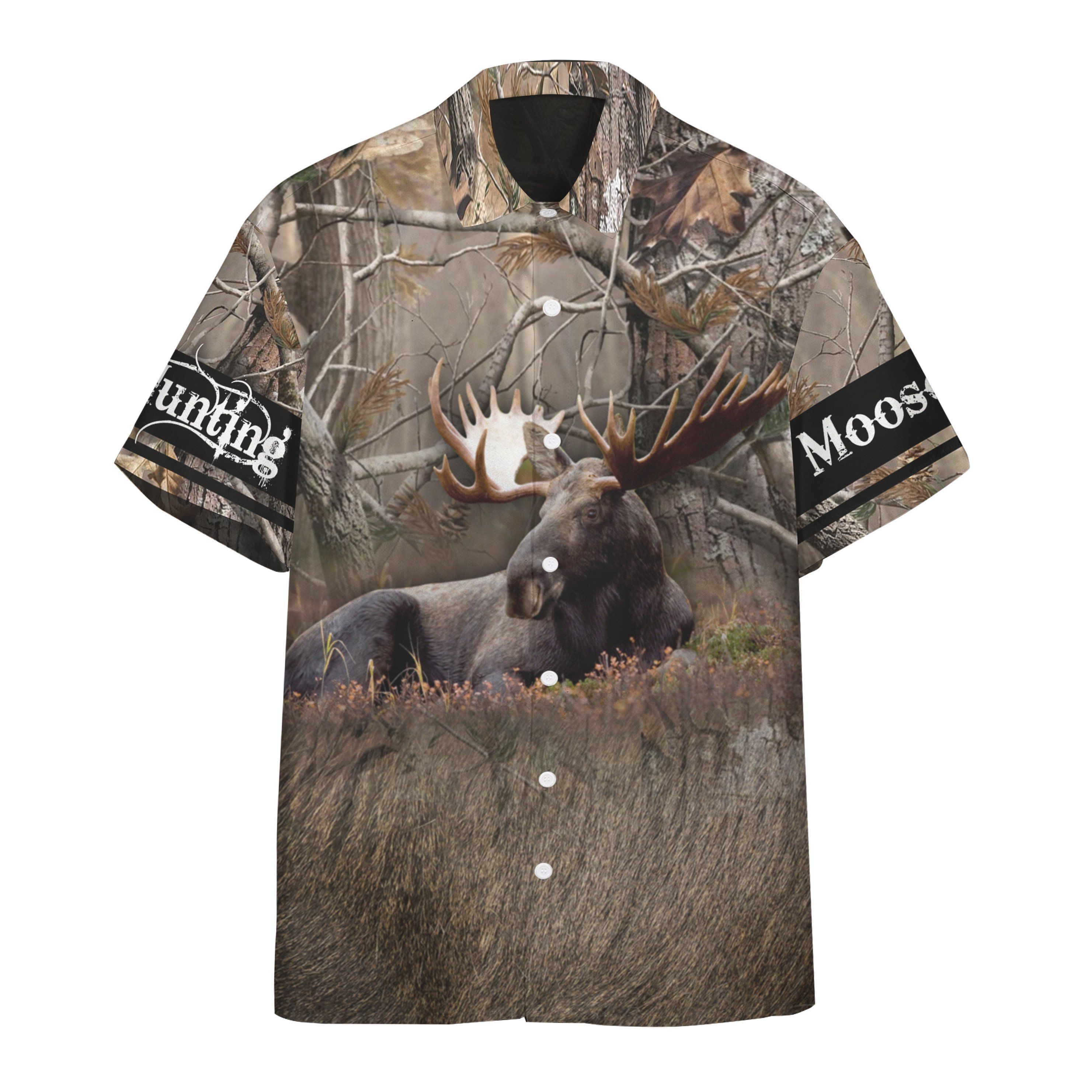 Unifinz Hunting Shirt Moose Hunting Hawaiian Aloha Shirt 2023