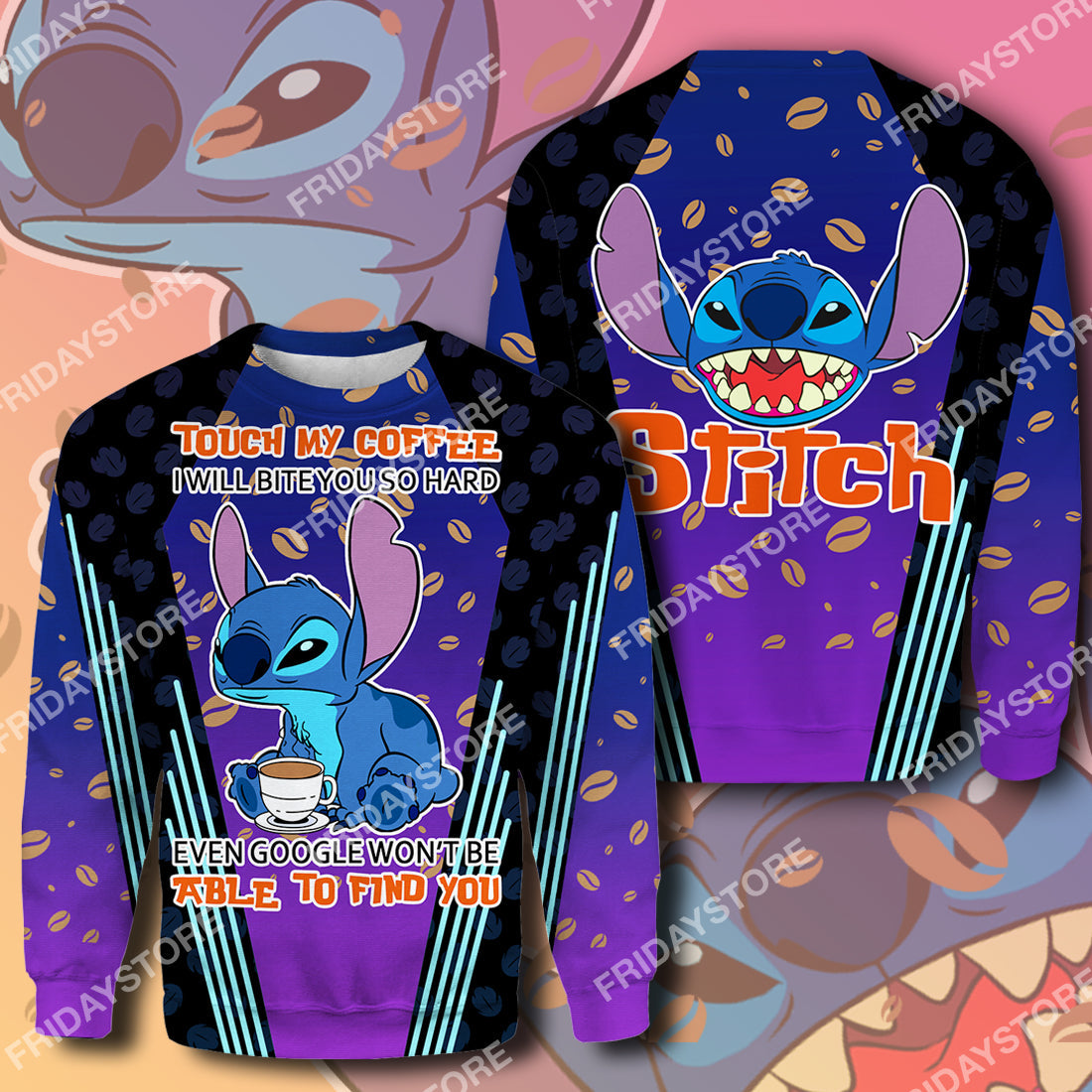 Unifinz DN Hoodie LAS Stitch Touch My Coffee I Will Slap You So Hard T-shirt Cool Awesome DN Stitch Shirt Sweater 2022