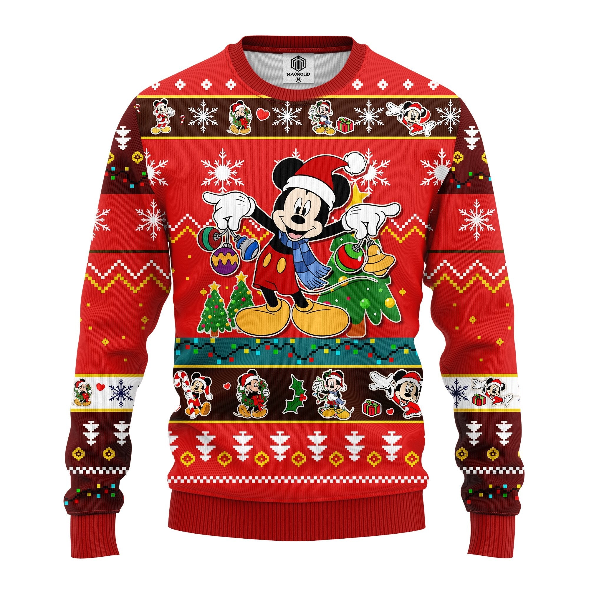 Unifinz DN Christmas Sweater Christmas MK Mouse Christmas Pattern Red Ugly Sweater 2022