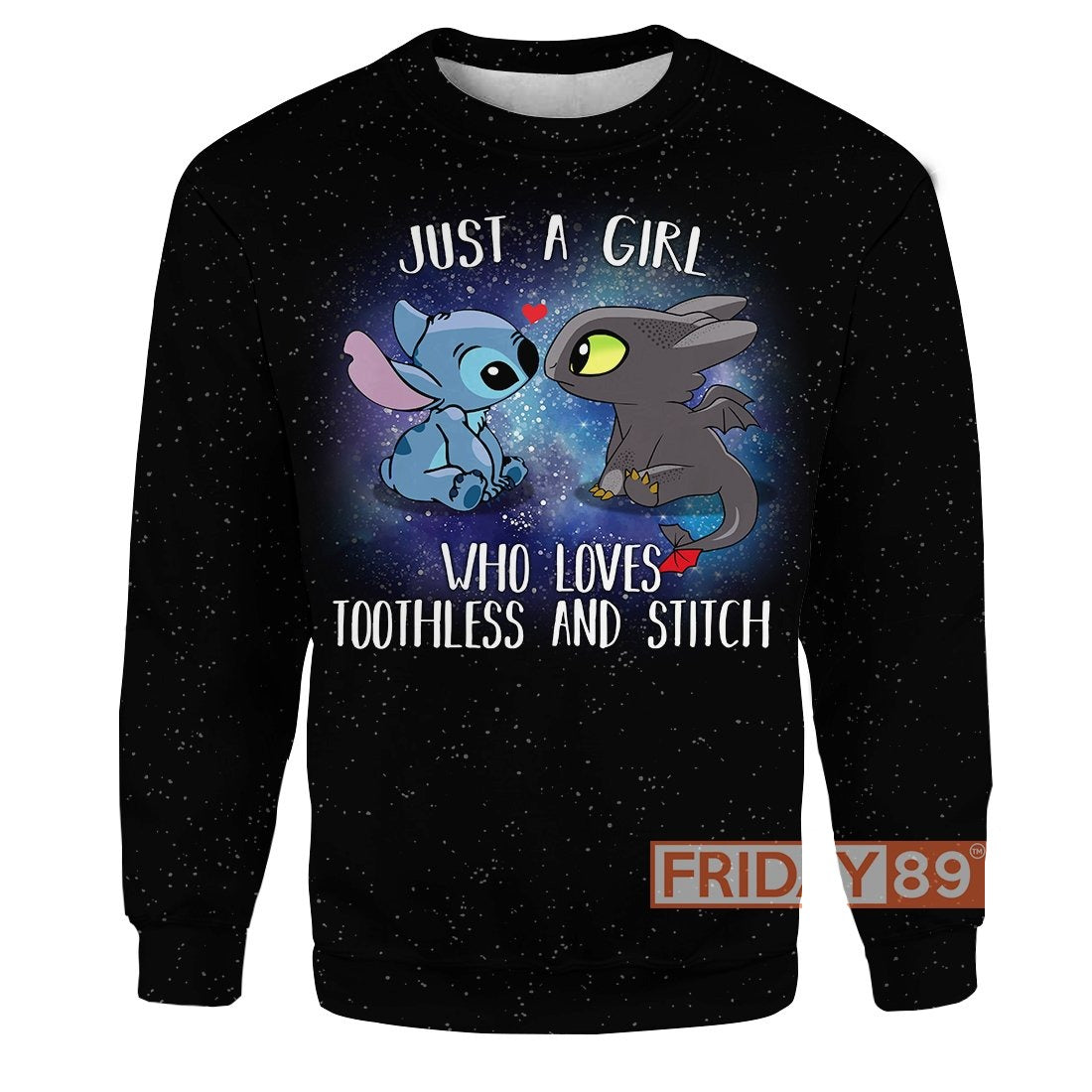 Unifinz DN Stitch T-shirt Just a Girl Who Loves Toothless and Stitch T-shirt Awesome DN HTTYD Hoodie Sweater 2022